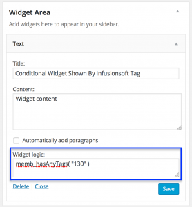 display-wordpress-widgets-by-infusionsoft-tags
