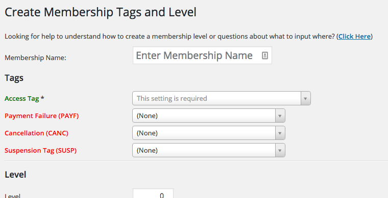 New Membership Level Tags