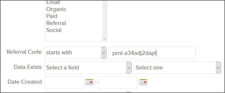 referral code field