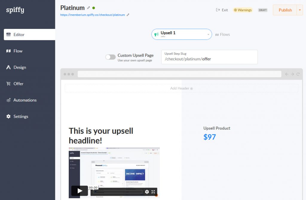 create upsell